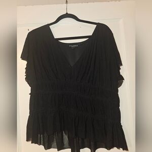 Torrid Nightfall Mesh V-Neck Peplum Blouse 1